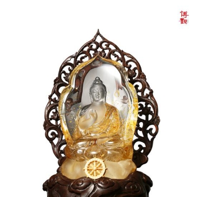 王云庆 水晶黄财神摆件