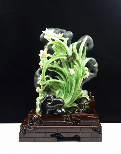雕刻大师刘其良独山玉花鸟代表作品