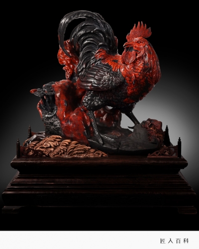 中国青年玉雕艺术家鸡王秦志国 鸡血石作品