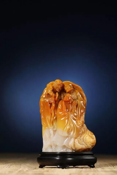 林国华寿山石一团和气摆件