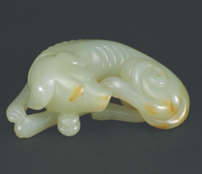 宋代玉器青玉卧狗