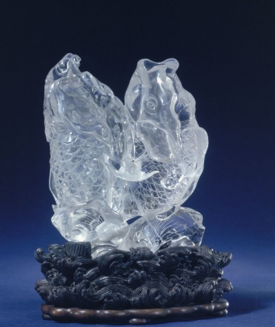清代玉器水晶双鱼花插