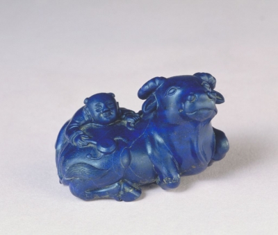 清代玉器青金石牧童骑牛