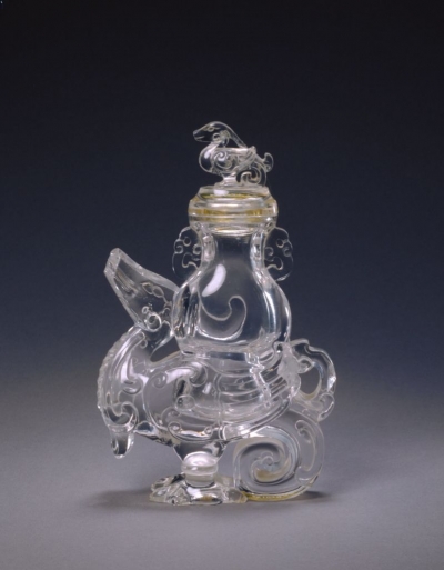 清代玉器水晶天鸡尊