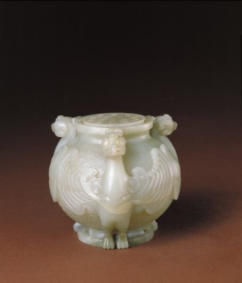 清代玉器青玉天鸡熏炉