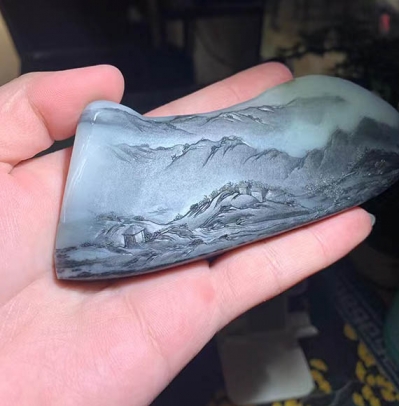 杨震罗辉青花作品青山桃溪归田园