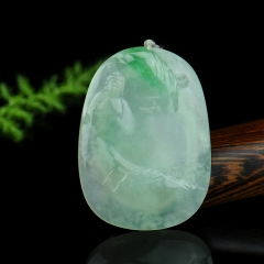 冰种飘翠玉牌——朝拜