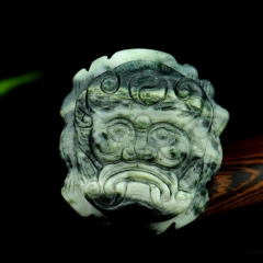 条纹独山玉鬼头皮带扣