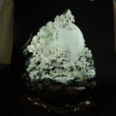 独山玉精品摆件国大师作品花好月圆唱今朝