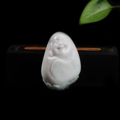 粉红独玉手把件 笑佛