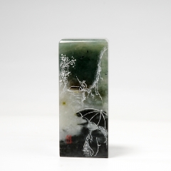 天然独玉透水素面印章