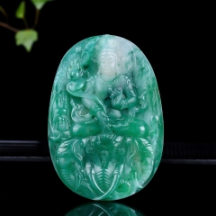独山玉白天蓝精雕普贤菩萨佛在心中参禅悟道