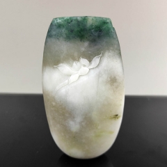独山玉天蓝意境一品清廉荷韵花瓶