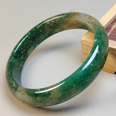 独山玉三彩天蓝糖色意境洒金星扁条手镯桂花平安玉镯 62mm