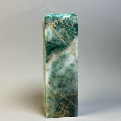 独山玉天蓝绿白意境印章金粉画节节高升山水玉方章