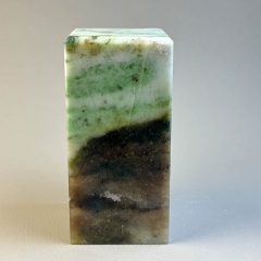独山玉酱天蓝绿白意境印章油画般的玉方章
