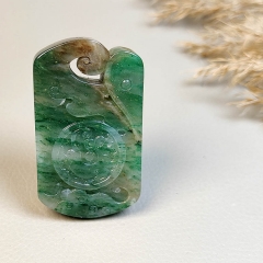独山玉酱天蓝白虎玉牌