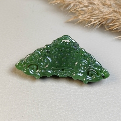 和田玉青玉仿古双龙玉璜吊坠玉佩