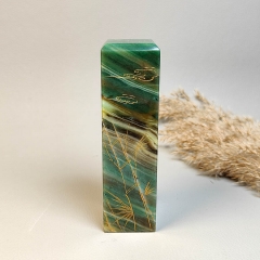 独山玉酱天蓝意境印章油画般的玉方章金粉画节节高升印章