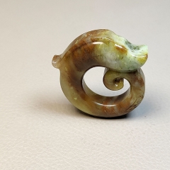 独山玉酱黄色仿古玉龙红山文化玉龙