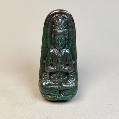 独山玉酱天蓝莲花观音官印