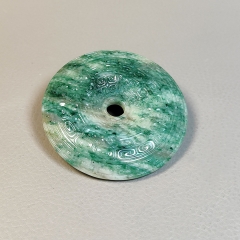 独山玉天蓝仿古回字纹平安扣富贵不断头毛衣坠