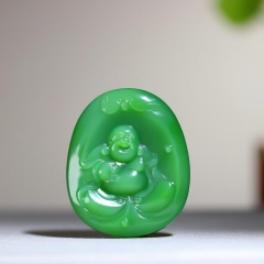 和田玉碧玉开心笑佛弥勒佛灵韵典藏福至禅心