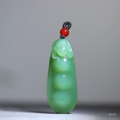 和田玉碧玉灵猴福豆连中三元超值精品四季发财豆