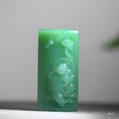 碧玉粉青荧光料玉佛精品美物招祥送福笑佛