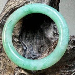 独山玉极品白天蓝圆条手镯圆圆满满福镯