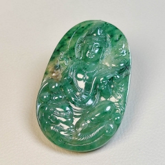 独山玉天蓝满色观音普贤菩萨