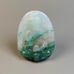 独山玉白天蓝俏色莲花观音菩萨