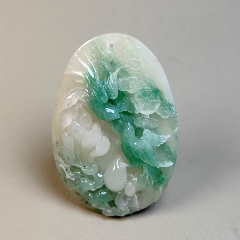 独山玉白天蓝玉堂富贵吉祥如意玉兰花富贵鸟