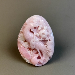 独山玉芙蓉红凤戏牡丹