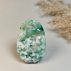独山玉白天蓝吉祥富贵吉祥鸟富贵牡丹如意挂件