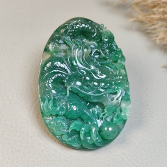 独山玉老天蓝龙腾四海龙行天下玉牌
