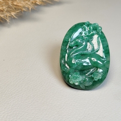 独山玉天蓝一路有你繁花似锦灵鹿挂件
