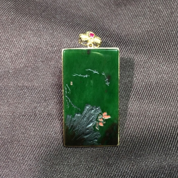 和田玉碧玉墨荷